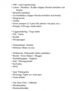 Packlista Decembercupen